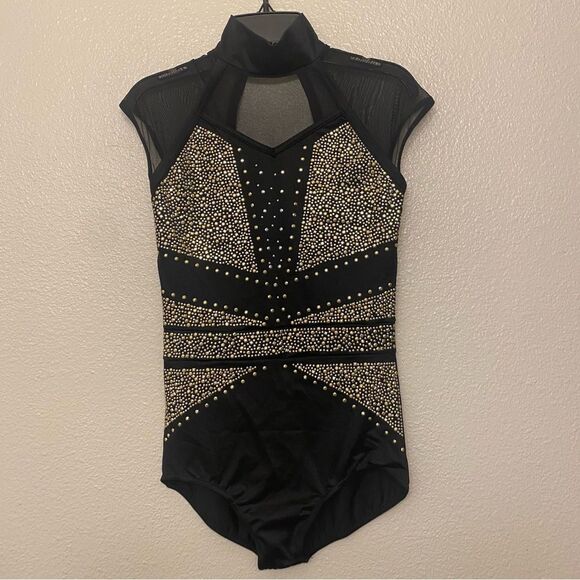 Weissman Elite dance costume black rhinestones studded leotard Get Dat 14732 MA - Picture 2 of 11